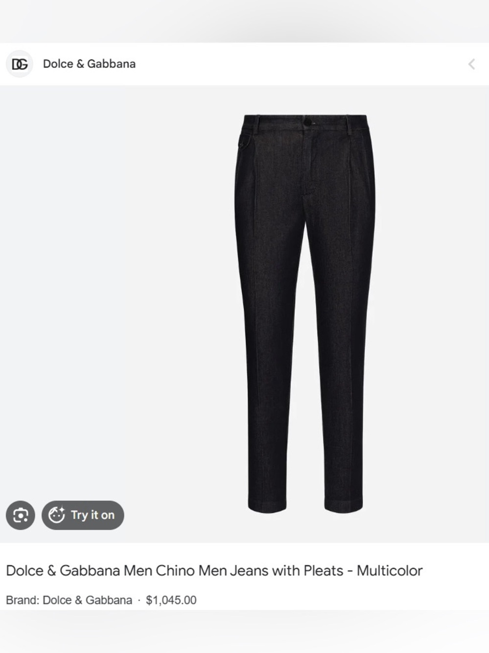 Dolce & Gabbana Pleated Denim Chinos